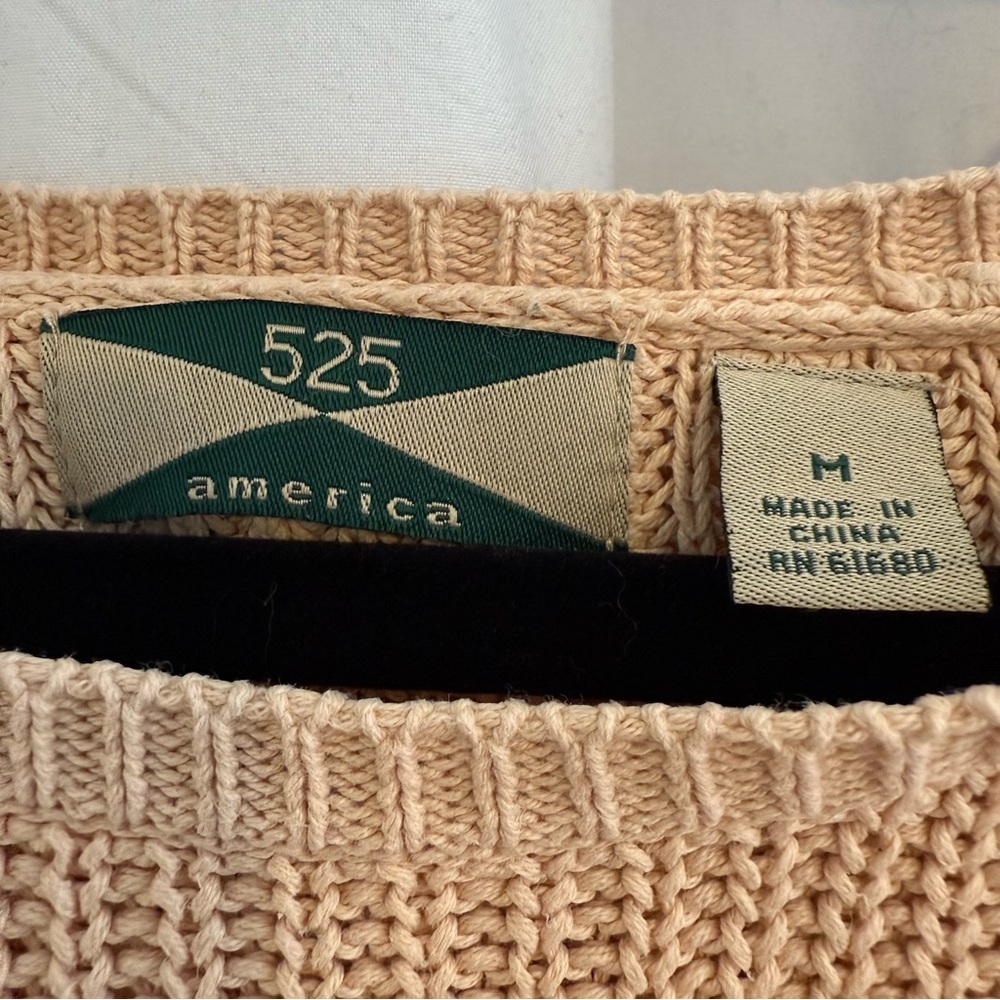 525 America Beige Cotton Tunic Sweater Split Back Medium - Picture 2 of 12